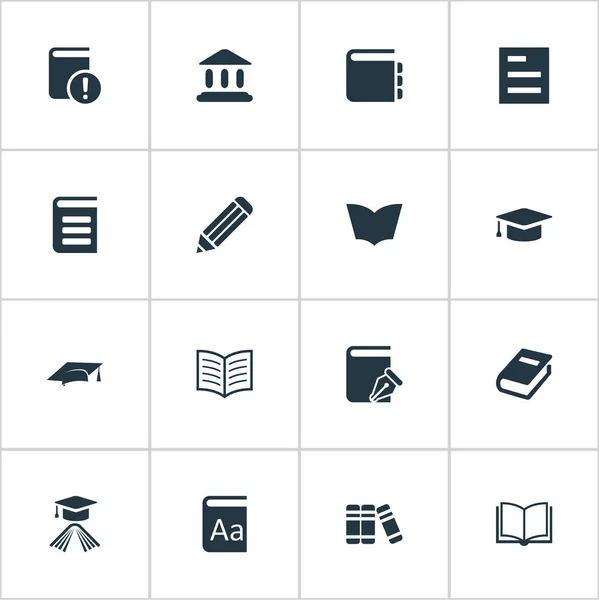 Векторный набор простых образовательных иконок. Elements Reading, Tasklist, Alphabet And Other Synonyms Journal, Note And Page . — стоковый вектор