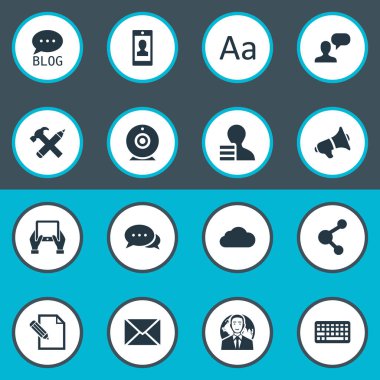 Vektör çizim basit gazete simgeler kümesi. Elements profili, not defteri, yayın ve diğer eş anlamlı kalem alfabesi ve Web.