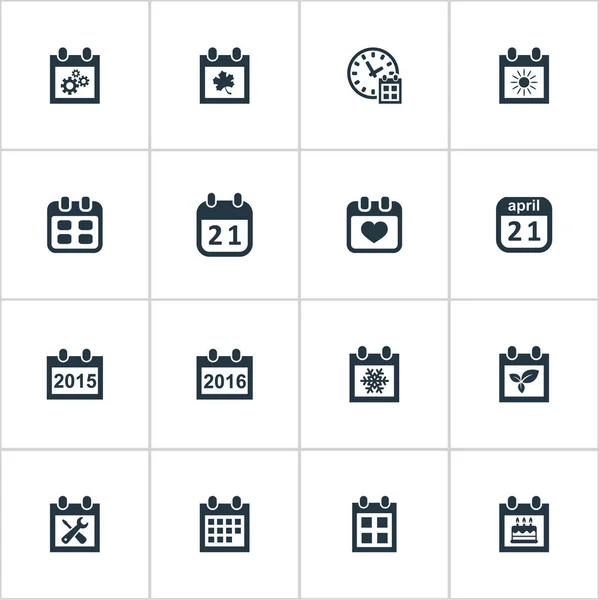 Ilustración vectorial Conjunto de iconos de tiempo simple. Herramientas de renovación de elementos, planta, recordatorio y otros sinónimos día, copo de nieve y calendario . — Archivo Imágenes Vectoriales