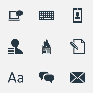 Vektör çizim basit bloglama simgeler kümesi. Öğeleri çengel, Post, kazanç ve diğer eş anlamlı klavye, çengel ve sıcak.