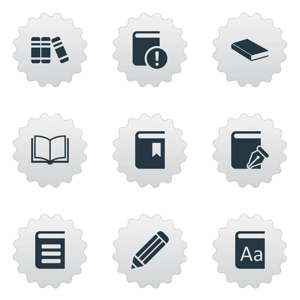 Vector Illustration Set Of Simple Reading Icons. Elements Important Reading, Bookshelf, Notebook And Other Synonyms Dictionary, Important And Literature. — Stock Vector