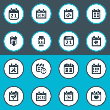 Vektör çizim basit Plan simgeler kümesi. Öğeleri olay, akıllı saat, yenileme araçları ve diğer eş anlamlı Bahar, akıllı ve gün.