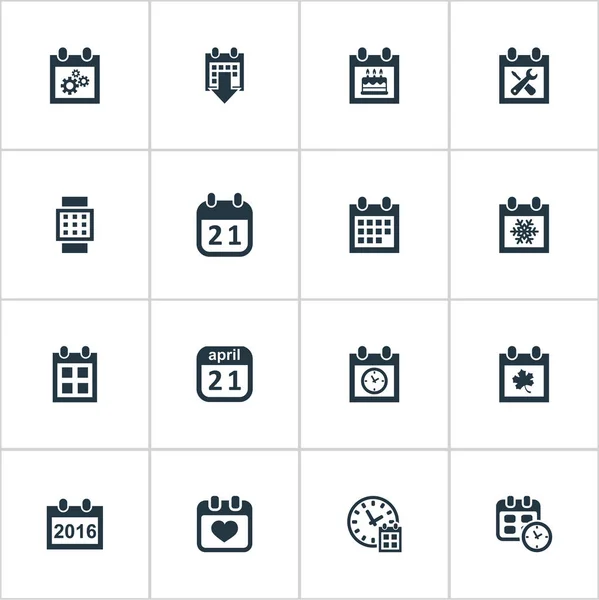 Vector Illustration Set of Simple Plan Icons. Elementos Bloque de fecha, Herramientas de renovación, Hora inteligente y otros sinónimos Reloj, Otoño y Rueda . — Archivo Imágenes Vectoriales
