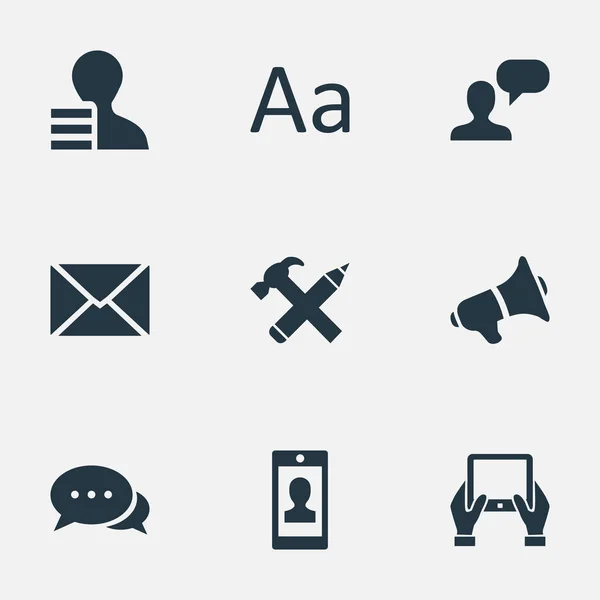 Illustrazione vettoriale Set di icone utente semplice. Elementi Cedilla, Man Considering, Post e altri sinonimi Argomento, Discussione e Post . — Vettoriale Stock
