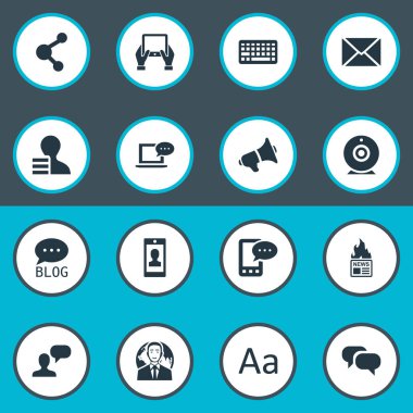 Vektör çizim basit bloglama simgeler kümesi. Elements profili, yayın, dergi ve diğer eş anlamlı International, Tablet ve paylaşmak.