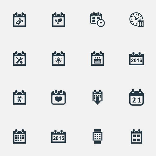 Vector Illustration Set of Simple Plan Icons. Elementos Calendario de Verano, Plazo, Almanaque y Otros Sinónimos Primavera, Agenda y Día . — Archivo Imágenes Vectoriales