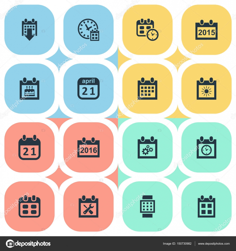Vector Illustration Set Of Simple Calendar Icons Elements Agenda 