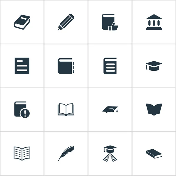Векторный набор простых иконок для чтения. Электронная библиотека, блокнот, энциклопедия и другие синонимы . — стоковый вектор