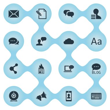 Vektör çizim basit kullanıcı simgeler kümesi. Öğeleri hoparlör, gazete, profil ve diğer eş anlamlı Site kazanç ve konuşma.