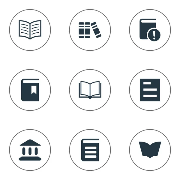 Vector Illustration Set of Simple Books Icons (en inglés). Elementos Enciclopedia, Biblioteca, Página del Libro y Otros Sinónimos Textbook, Importante Y Marcador . — Archivo Imágenes Vectoriales