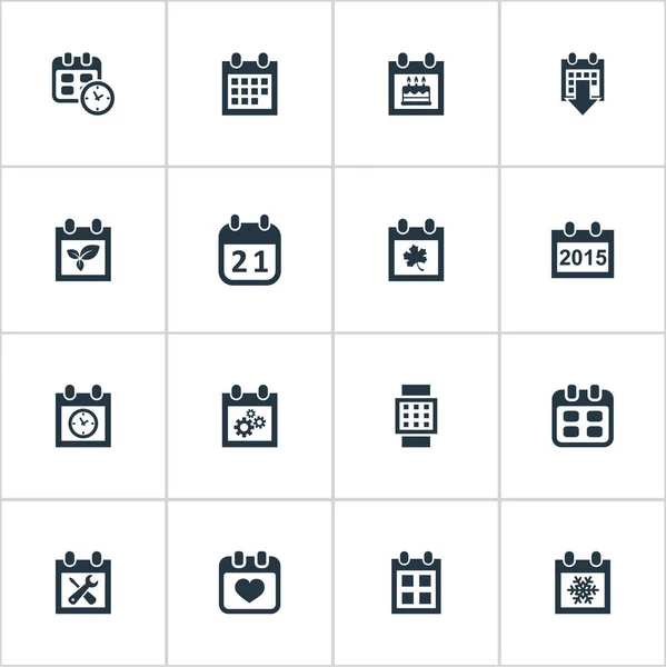 Illustrazione vettoriale Set di icone semplici piano. Elementi annuale, evento, ora intelligente e altri sinonimi Smart, ora e giorno . — Vettoriale Stock