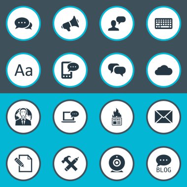 Vektör çizim basit kullanıcı simgeler kümesi. Öğeleri belge, uluslararası iş adamı, çengel ve diğer eş anlamlı Hammer, yazma ve Forum.