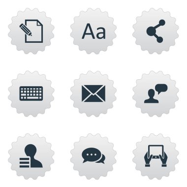 Vektör çizim basit gazete simgeler kümesi. Öğeleri çengel, yazı, belge ve diğer eş anlamlı ilişki tartışma ve müzakere.