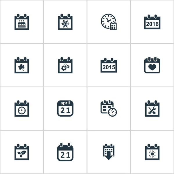 Illustrazione vettoriale Set di icone semplice data. Elementi Pianta, Calendario estivo, Annuale e altre sinonimi Aprile, Dati e Speciale . — Vettoriale Stock