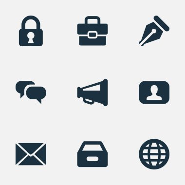 Vektör çizim basit ticaret simgeler kümesi. Öğeleri temsilcisi, NIB, asma kilit ve diğer eş Net, dosya ve Web.