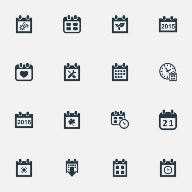 Vektör çizim basit zaman simgeler kümesi. Öğeleri 2016 takvim, Almanak'ı, yıllık ve diğer eş anlamlı uyarı mektubu, geçmiş ve bitki.