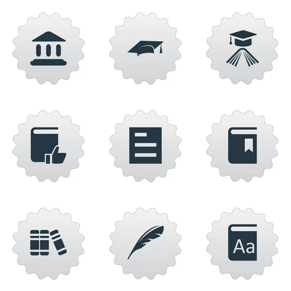 Vector Illustration Set of Simple Education Icons (en inglés). Elementos Plume, Lista de tareas, Sombrero de graduación y otros sinónimos Academia, Lista y graduación . — Archivo Imágenes Vectoriales