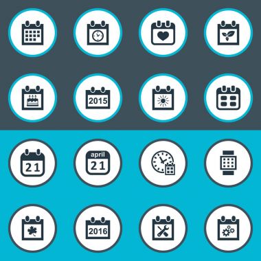 Vektör çizim basit Plan simgeler kümesi. Öğeleri planlayıcısı, akıllı saat, yenileme araçları ve diğer eş akıllı, veri ve yaprak.