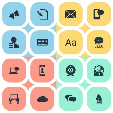 Vektör çizim basit bloglama simgeler kümesi. Öğeleri bulutlu, çengel, Site ve diğer eş anlamlı International, Post ve bulutlu.