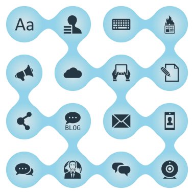 Vektör çizim basit kullanıcı simgeler kümesi. Öğeleri kazanmak, bulutlu, uluslararası iş adamı ve diğer eş anlamlı kamera, akıllı telefon ve ilişkisi.