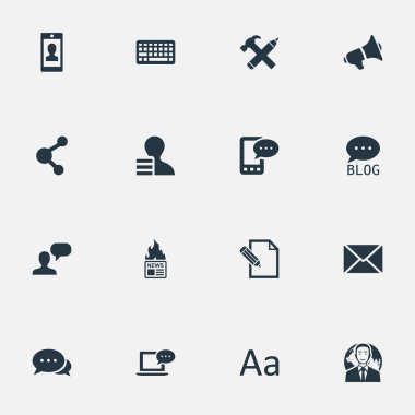Vektör çizim basit gazete simgeler kümesi. Öğeleri kazanç, uluslararası iş adamı, belge ve diğer eş anlamlı Smartphone, Forum ve geliyor.