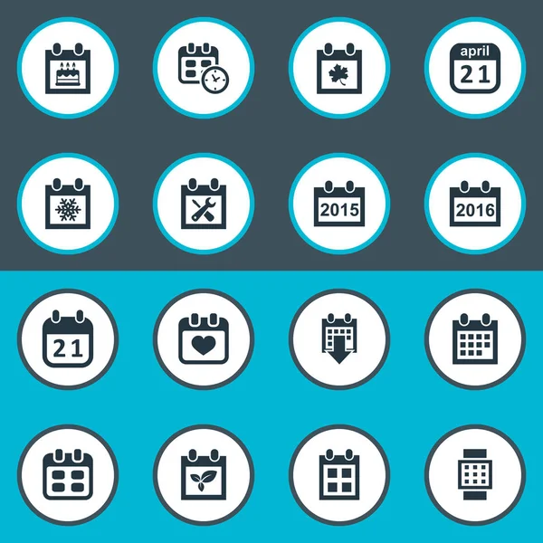 Vektör çizim basit tarihi simgeler kümesi. Öğeleri Tarih bloğu, özel gün, yaprak ve diğer eş anlamlı takvim, saat ve sonbahar.