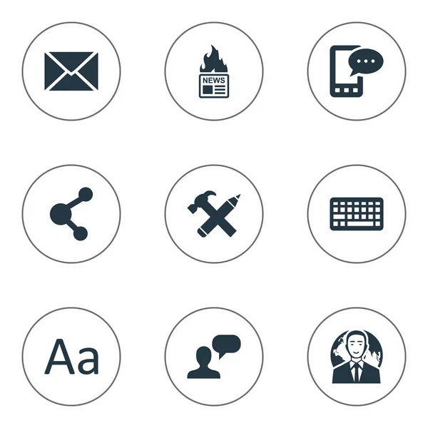 Vector Illustration Set Of Simple Communication Icons. Elements Posting