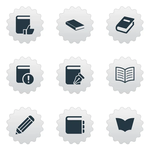 Vector illustratie Set van eenvoudige boeken iconen. Elementen Journal, Notebook, lezen en andere synoniemen boeken, lezen en favoriet. — Stockvector
