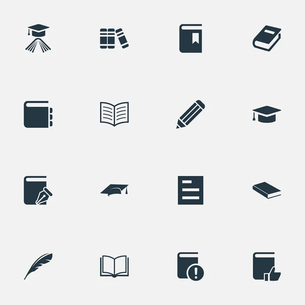 Vector Illustration Set of Simple Education Icons (en inglés). Lista de tareas de los elementos, cubierta del libro, lectura importante y otros sinónimos lista, sombrero y recomendado . — Vector de stock