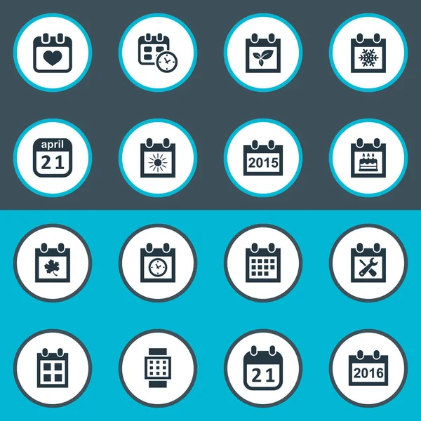 Vektör çizim basit zaman simgeler kümesi. Öğeleri Gündem, Tarih bloğu, kalp ve diğer eş anlamlı blok, veri ve yaz.