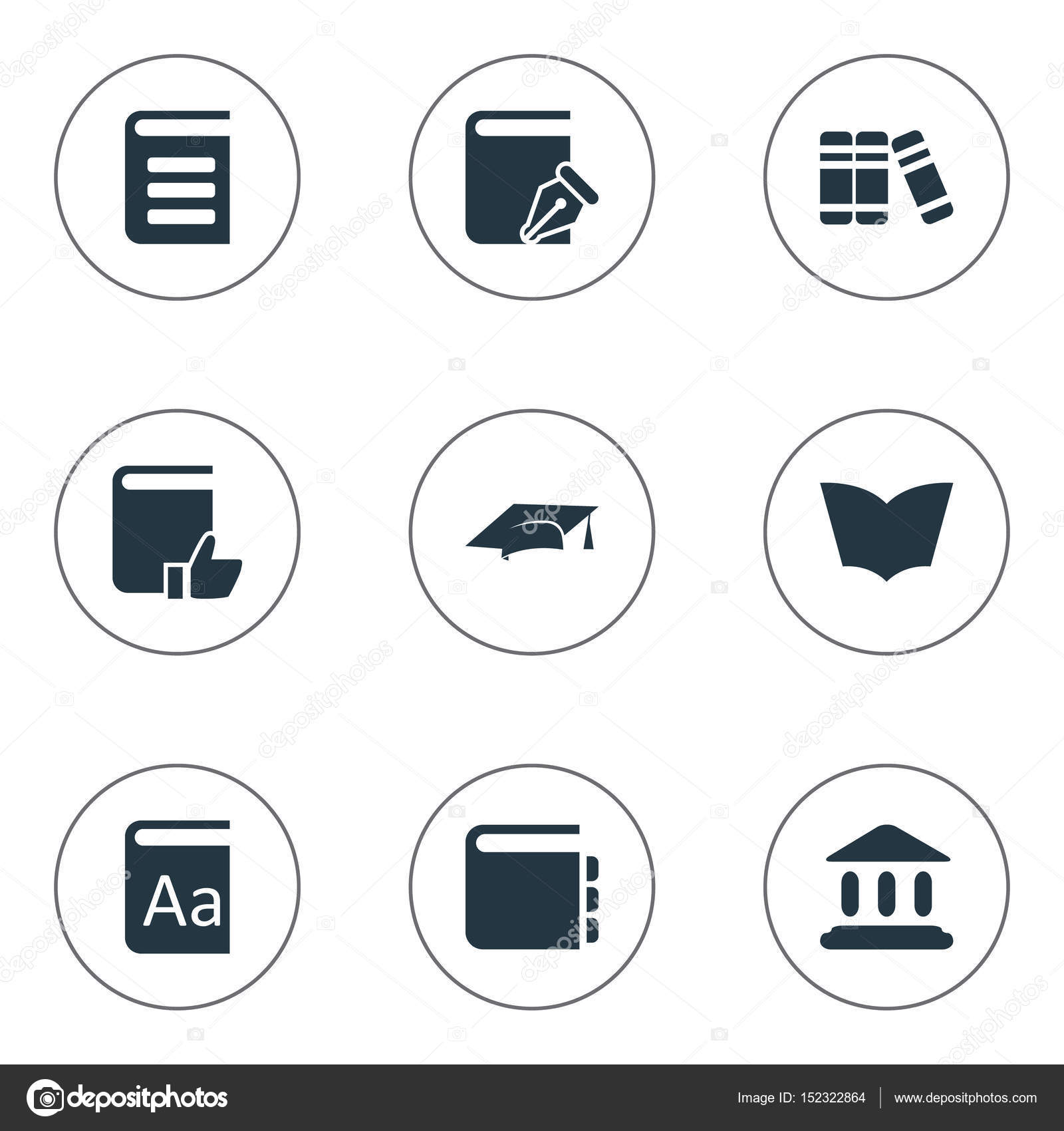 Vector Illustration Set Of Simple Reading Icons. Elements Sketchbook