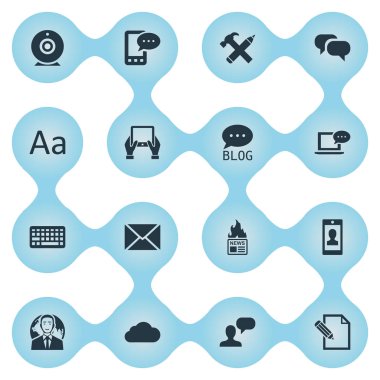 Vektör çizim basit kullanıcı simgeler kümesi. Öğeleri yayın, sitesi, gazete ve diğer eş anlamlı E-mektup, tipografi ve mektup.