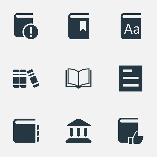 簡単な書籍のアイコンのベクトル イラスト セット。他のシノニム ノート表紙、Tasklist 要素アルファベット学校し、をお勧めします. — ストックベクタ