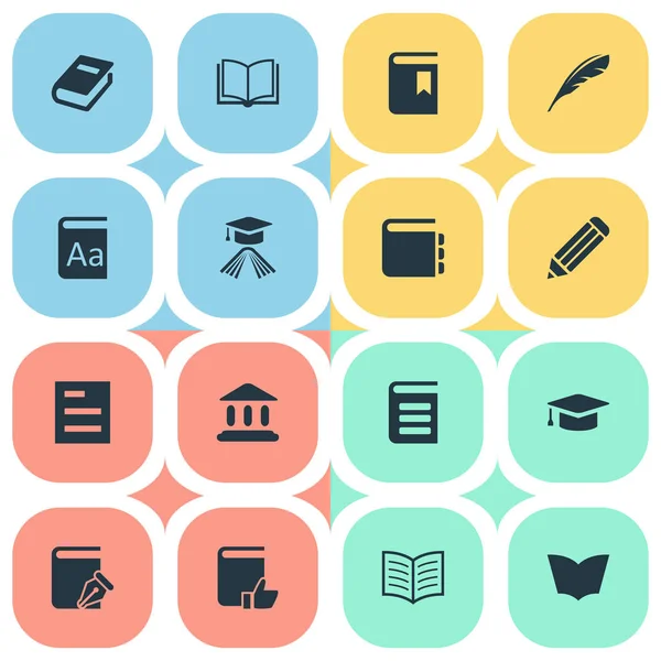 Vektor Illustration uppsättning enkel läsning ikoner. Element som läsning, Tasklist, bibliotek och andra synonymer skriver, skolan och lärobok. — Stock vektor