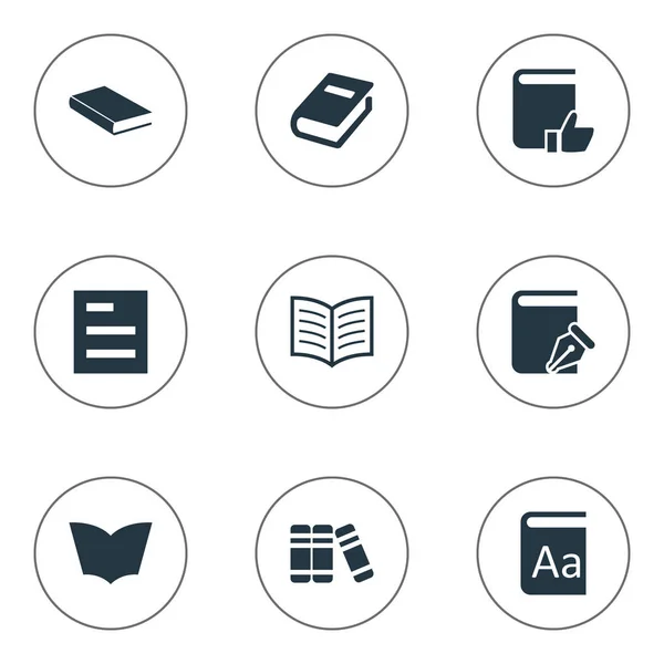 Vector illustratie Set van eenvoudige onderwijs iconen. Elementen Tasklist, boekenplank, laptop en andere synoniemen schrijven, Document en Journal. — Stockvector