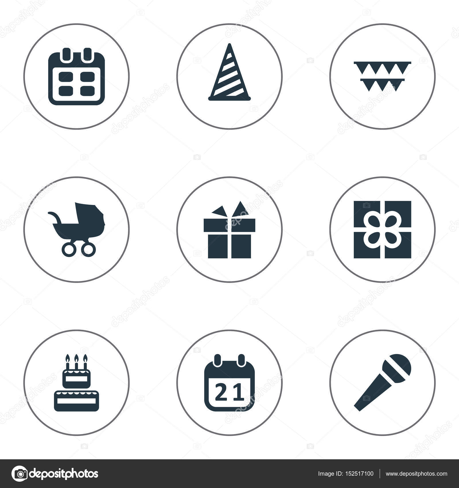 Vector Illustration Set Of Simple Celebration Icons. Elements Baby
