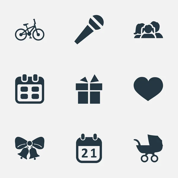Vector Illustration Set Of Simple Holiday Icons. Elements Bicycle, Speech, Soul And Other Synonyms Domestic, Sport And Microphone. — Stock Vector