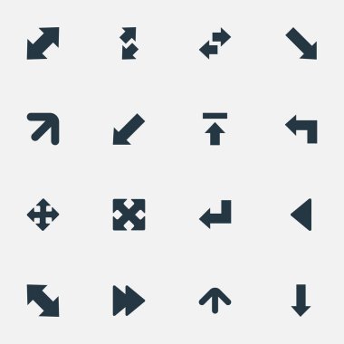 Vektör çizim basit oklar simgeler kümesi. Öğeleri düz-arka, Transfer, şu yetiştirme ve işaret Landmark eşanlamlıları yaptı.