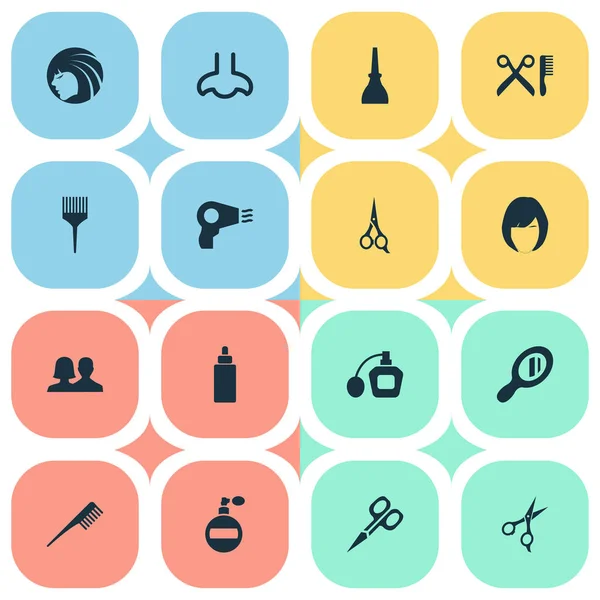 Vector illustratie Set van eenvoudige Spa iconen. Elementen glas, Crest, schoonheid en andere synoniemen Aroma, fles en Salon. — Stockvector