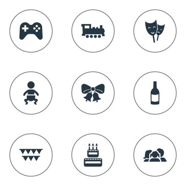 Vektör çizim basit tatil simgeler kümesi. Öğeleri yankı, içecek, şekerleme ve diğer eş anlamlı aile Sweetmeat ve içecek.