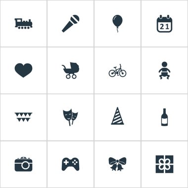 Vektör çizim basit tatil simgeler kümesi. Öğeleri içecek, Bebek, ruh ve diğer eş anlamlı Foto, içecek ve Buhar.