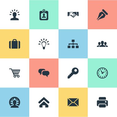 Vektör çizim basit B2b simgeler kümesi. Öğeleri saat, ortaklık, sohbet ve diğer eş anlamlı ağ, üye ve zihin.