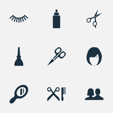 Vektör çizim basit Salon simgeler kümesi. Öğeleri cam, tırnak cilası, makas ve diğer eş anlamlı Salon Lehçe ve güzellik.