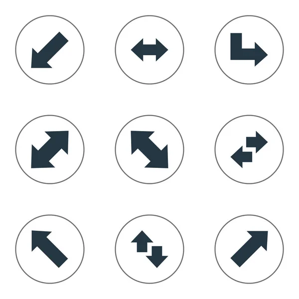 Conjunto de Ilustração Vetor de Ícones Indicador Simples. Elementos Esquerda-Para baixo, Esquerda-Direita, Ponteiro E Outros Sinônimos Esquerda Apontando, Para baixo E Duplo . — Vetor de Stock