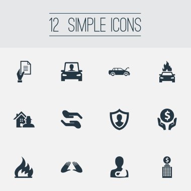 Vektör çizim basit koruma simgeler kümesi. Öğeleri özelliği soygun, yatırım, onarım ve diğer eş anlamlı el korumak ve bakım.