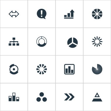 Vektör çizim basit simgeler kümesi. Öğeleri devre, segmentasyon, veri ve diğer eş pazarlama, rapor ve ünlem.