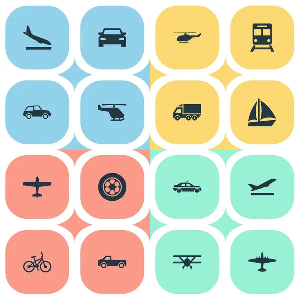 Illustration vectorielle Ensemble d'icônes de transport simples. Éléments Downgrade, Avion, Aerocab et autres synonymes Voiture, avion et avion de ligne . — Image vectorielle