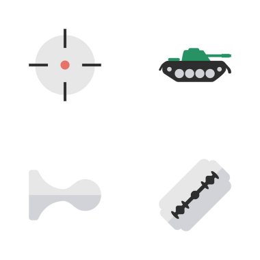 Vektör çizim basit suç simgeler kümesi. Öğeleri, avcılık, askeri hedef ve diğer eş zırhlı, geyik ve atış.