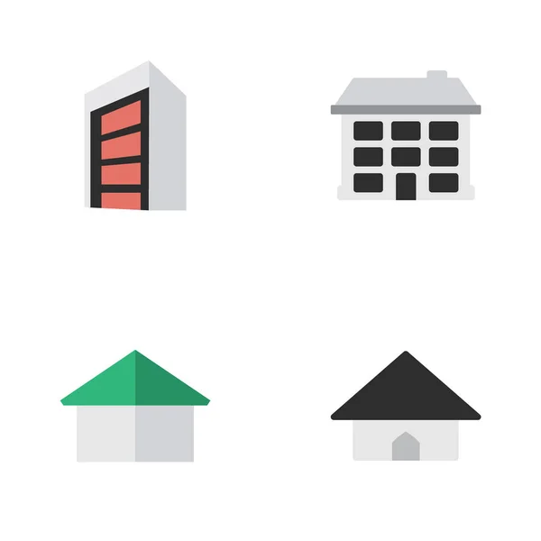 Illustrazione vettoriale Set di icone reali semplici. Elementi Costruzione, Architettura, Base e Altri Sinonimi Costruzione, Edilizia e Casa . — Vettoriale Stock