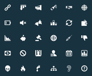 Vektör çizim basit sorun simgeler kümesi. Öğeleri grafik, Cv, yangın ve diğer eş anlamlı pil yasaktır ve şüphe.